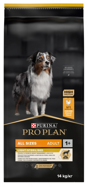 PURINA Pro Plan Light Sterilised All Sizes Adult - sucha karma dla psa - 14kg