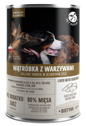 PET REPUBLIC Adult Medium & Large Wątróbka z warzywami - mokra karma dla psa - 1250 g