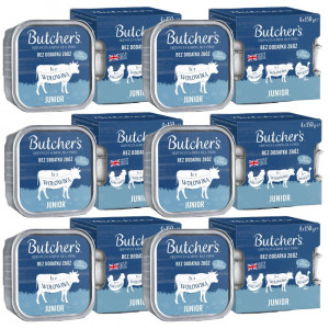 BUTCHER'S Original Junior Mega pack mix Pasztet - mokra karma dla psa - 24x150g (6x(4x150g))