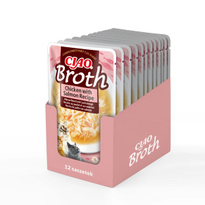 INABA Ciao Broth Chicken & Salmon Kurczak z łososiem w rosole - przysmak dla kota - 12x40g