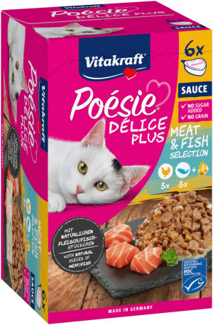 VITAKRAFT Poesie delice PLUS kurczak+łosoś - Przysmak dla kota - 6x85g