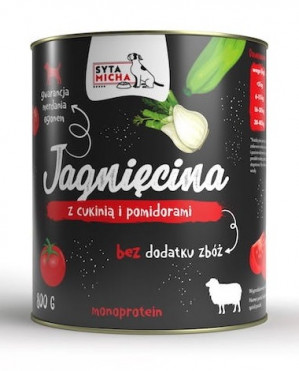 SYTA MICHA Jagnięcina z pomidorami i cukinią - mokra karma dla psa - 800 g