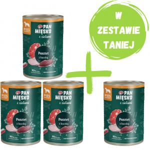 PAN MIĘSKO Pasztet z kaczką z ziołami - mokra karma dla psa 3x400g + 400g GRATIS!