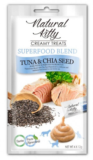 NATURAL KITTY Superfood Blend Tuńczyk z nasionami chia - przysmak dla kota - 4 x 12g