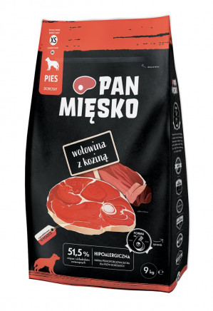 PAN MIĘSKO Wołowina z koziną XS - sucha karma dla psa - 9kg