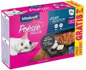 VITAKRAFT Poésie Delice Fish selection - mokra karma dla kota - 6x85 g + 1x85 g GRATIS!