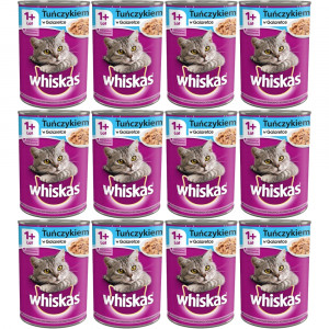 WHISKAS Adult z Tuńczykiem w galaretce - mokra karma dla kota - puszka - 12x400g