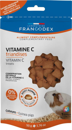 FRANCODEX Przysmaki z witaminą C - przysmak dla świnki morskiej - 50 g
