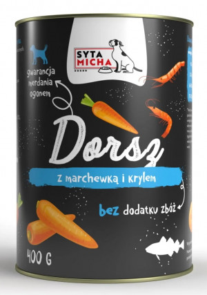 SYTA MICHA Dorsz z marchewką i krylem - mokra karma dla psa - 400 g