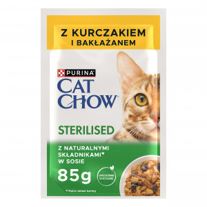 PURINA Cat Chow Sterilised Kurczak i bakłażan - mokra karma dla kota - 4 x 85g