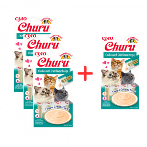 INABA Churu Kurczak z krabem - przysmak dla kota - 3x(4x14 g) + 4x14 g GRATIS!