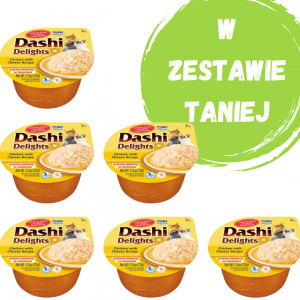 INABA Dashi Delights Kurczak z serem w bulionie - przysmak dla kota - 3x70 g + 3x70 g Gratis!