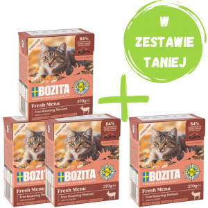 BOZITA Fresh Menu Sterilised Dziczyzna - mokra karma dla kota - 3x370g + 370g GRATIS!