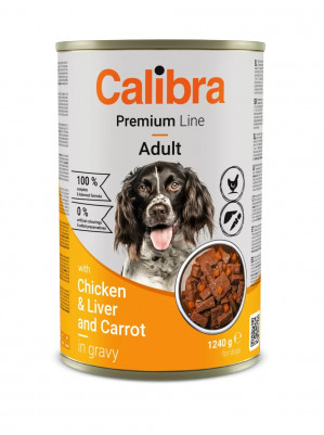 CALIBRA Premium Line Adult Kurczak z wątróbką i marchewką - mokra karma dla psa - 1240g