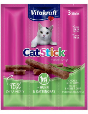 VITAKRAFT CatStick Mini Kurczak z trawą - przysmak dla kota - 3 szt.