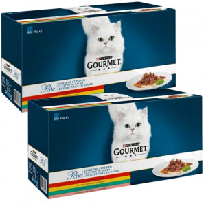 Purina Gourmet Perle fileciki w sosie Mix Smaków - mokra karma dla kota - 120x85g (2x(60x85g))