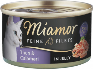 MIAMOR Feine Filets - filety mięsne tuńczyk z kalmarem - mokra karma dla kota - 100 g