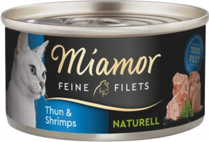 MIAMOR Feine Filets Naturell Tuńczyk z krewetkami - mokra karma dla kota - 80 g