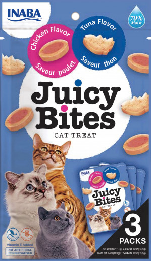 INABA Juicy Bites Kurczak i tuńczyk - przysmak dla kota - 3x11 g