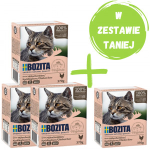 BOZITA Mięsne kawałki z wątróbką w galaretce 3x370g + 370g GRATIS!