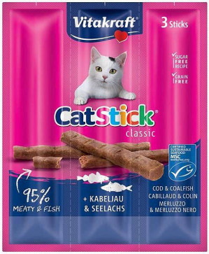 VITAKRAFT CatStick Classic Dorsz i czarniak - przysmak dla kota - 18 g