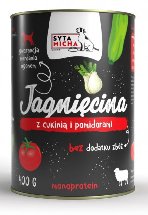 SYTA MICHA Jagnięcina z pomidorami i cukinią - mokra karma dla psa - 400 g