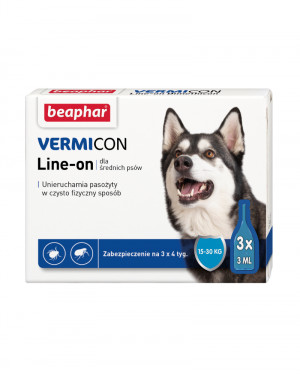 BEAPHAR VERMIcon Line-on Dog M - krople przeciw pasożytom dla psa - 3x3 ml