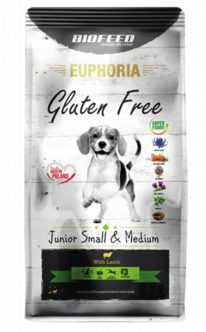 BIOFEED Euphoria Gluten Free Junior small & medium Jagnięcina - sucha karma dla psa - 12 kg