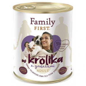 FAMILY FIRST Adult Królik z gruszką - mokra karma dla psa - 800g