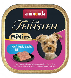 ANIMONDA Vom Feinsten Adult Mini Drób, łosoś i koperek - mokra karma dla psa - 100g