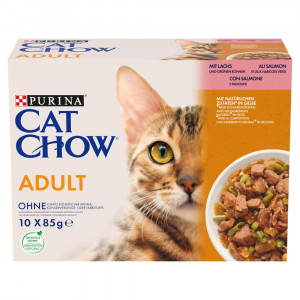 PURINA Cat Chow Łosoś, zielona fasolka - mokra karma dla kota - 10x85 g