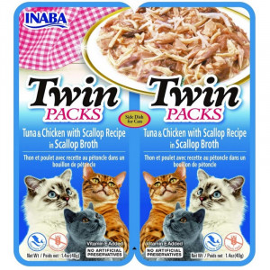 INABA Cat Twin Tuńczyk&Kurczak przegrzebki 2x40g - Przysmak dla kotów - 2x40g