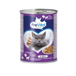 PREVITAL Cat Food z jagnięciną i indykiem w galaretce - mokra karma dla kota - 415g