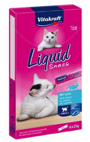 VITAKRAFT Liquid Snack Łosoś - przysmak dla kota - 6 x 15 g
