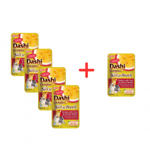 INABA CAT Dashi Delights Silky Broth Chicken with Tuna & Salmon - przysmak dla kota - 4x40g + GRATIS