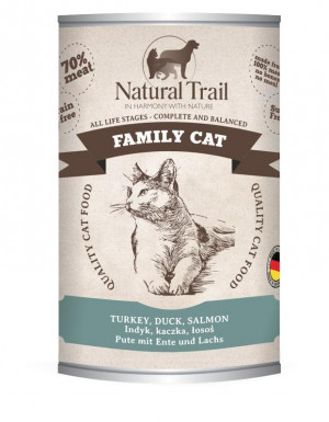 NATURAL TRAIL Family Cat Indyk, kaczka, łosoś - mokra karma dla kota - 400g