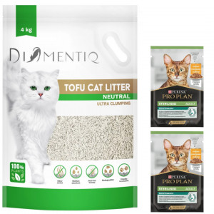 DIAMENTIQ Tofu Neutral Ultra clumping - żwirek roślinny - 4kg + GRATIS!