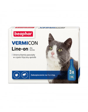 BEAPHAR VERMICON Line-on Cat - krople przeciw pasożytom dla kota - 3x1 ml