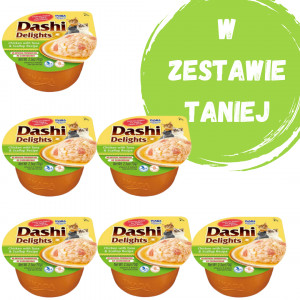 INABA Dashi Delights Kurczak z tuńczykiem i przegrzebkami w bulionie - przysmak dla kota - 3x70 g + 3x70 g Gratis!