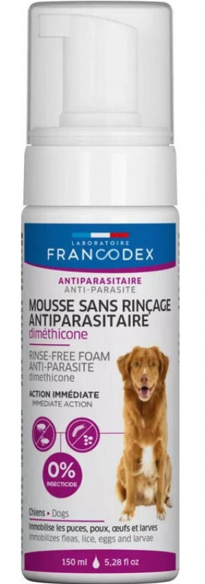 FRANCODEX Pianka bez spłukiwania z dimetykonem na pchły i kleszcze dla psa - 150 ml 