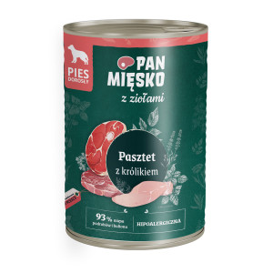 PAN MIĘSKO z ziołami Pasztet z królikiem - mokra karma dla psa - 400g