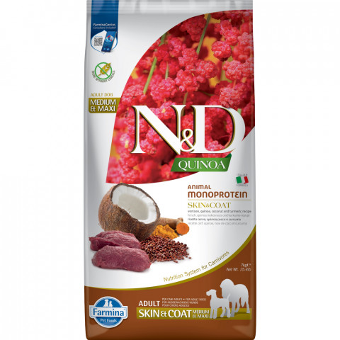 FARMINA N&D Quinoa Dog Skin&Coat Venison&Coconut Adult Medium&Maxi - sucha karma dla psa - 7 kg