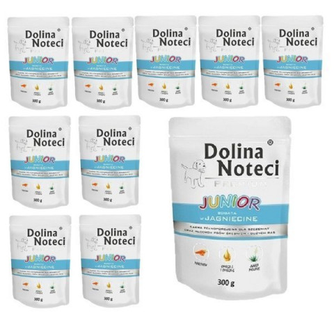 DOLINA NOTECI Premium Junior bogata w jagnięcinę - mokra karma dla szczeniąt ras średnich i dużych - 10x300g