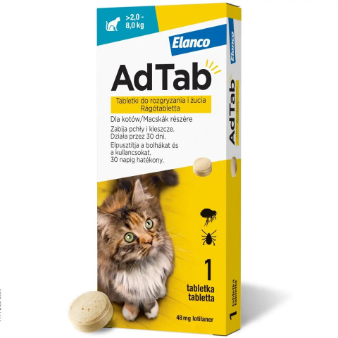 AdTab Tabletki na pchły i kleszcze dla kotów (0,5-2,0 kg) 1x 12 mg