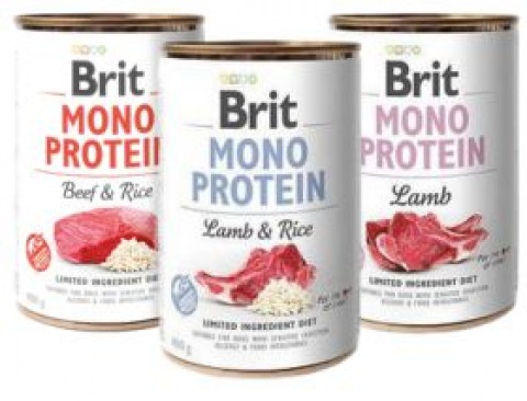 Brit Mono Protein - linia karm mokrych stworzona w trosce o potrzeby psów wymagających diety z jednym źródłem białka.