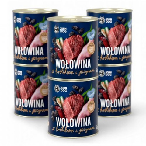 JOHN DOG Berry Puppy Wołowina i królik z jeżynami - mokra karma dla psa - 6 x 800 g