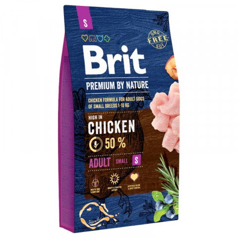 BRIT Premium By Nature Adult S - sucha karma z kurczakiem dla psów dorosłych małych ras - 3 kg