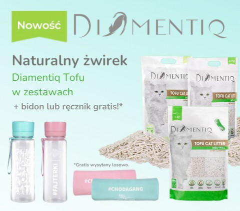 Nowość - eko żwirek Diamentiq Tofu w zestawach z ręcznikiem lub bidonem gratis!