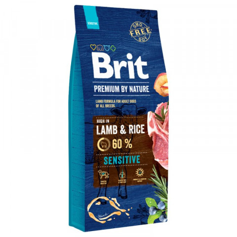 BRIT Premium By Nature Sensitive Lamb & Rice - sucha karma dla psa - 15 kg