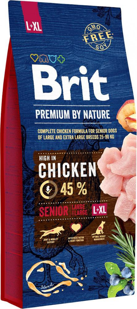 BRIT PREMIUM BY NATURE Senior L-XL - sucha karma z kurczakiem dla psów starszych ras dużych i olbrzymich - 15 kg